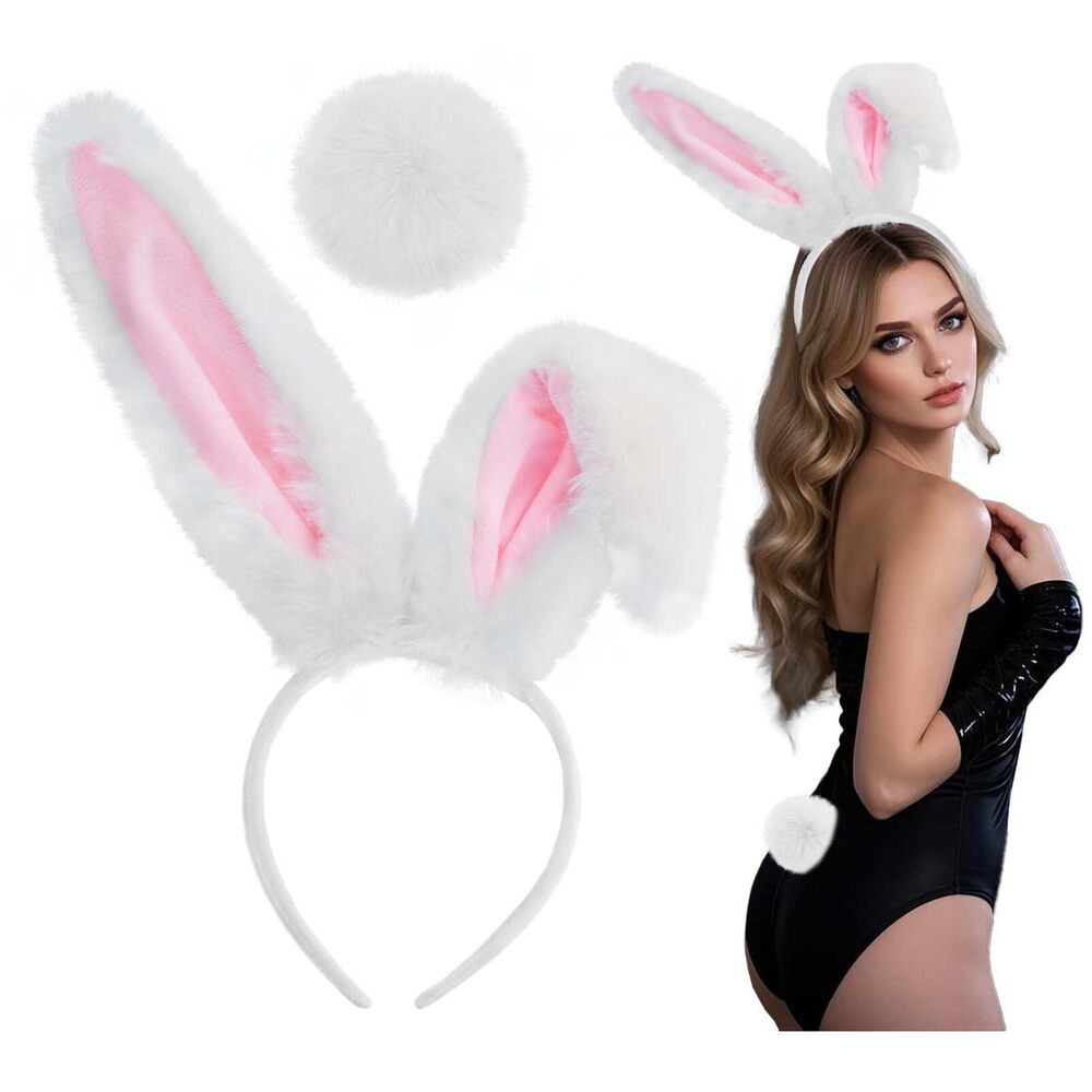 4653 Bunny Ears Headband & Bunny Tail Set For Bunny Costume